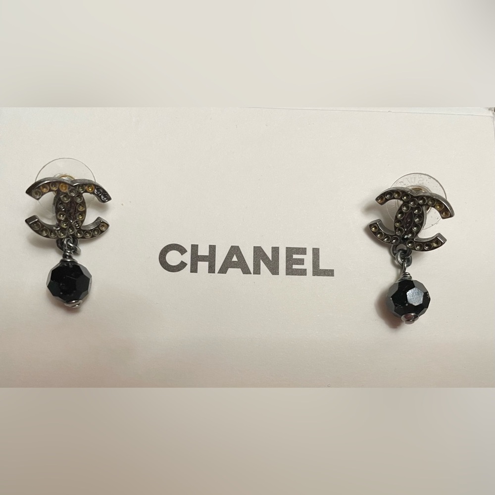authentic Chanel post dangle earrings